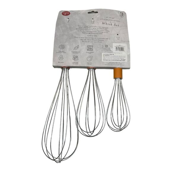 Core Orange 3 Piece Stainless Steel Whisks Set Size 8”, 10” And 12”. - Picture 3 of 9